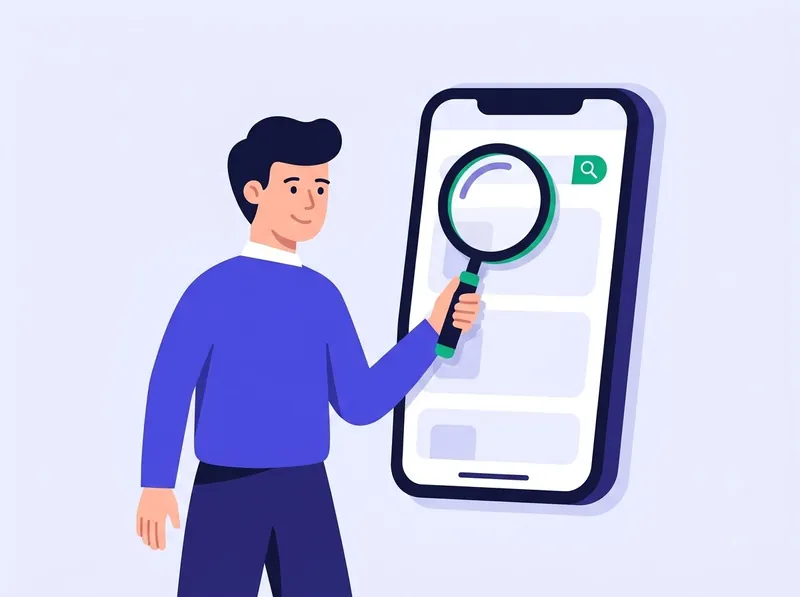 Illustration of a job seeker searching for jobs on a phone