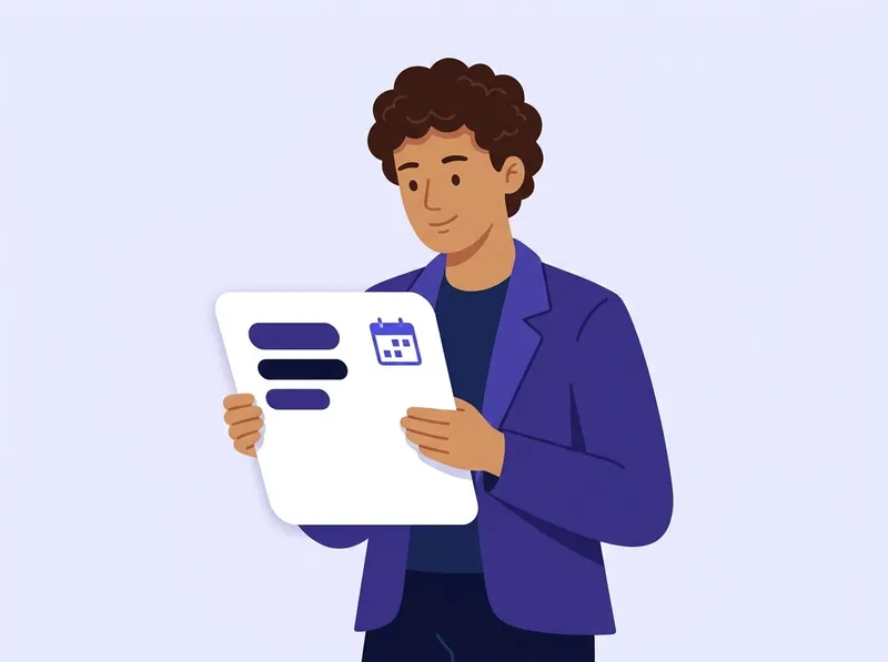 Illustration of a job seeker reading the details of a job listing